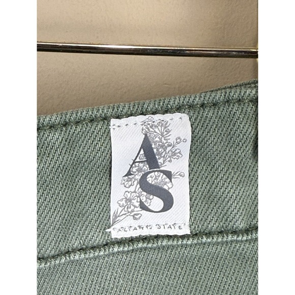 Altar'd State 28 Green High Rise Distressed Cropped Aubrielle Straight Leg Jeans - Picture 6 of 8